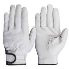 Work gloves sheepskin leather workers work welding safety protection garden sports motorcycle driver wear-resistant gloves (Color: White, size: XL)