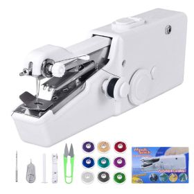 Mini Sewing Machine with Accessory Kit, Lightweight and Easy Operated Cordless Handheld Sewing Machines for Beginners, Portable Sewing Machine for Hom (Color: White)