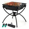 3-in-1 Camping Campfire Grill with Stainless Steel Grills Carrying Bag & Gloves